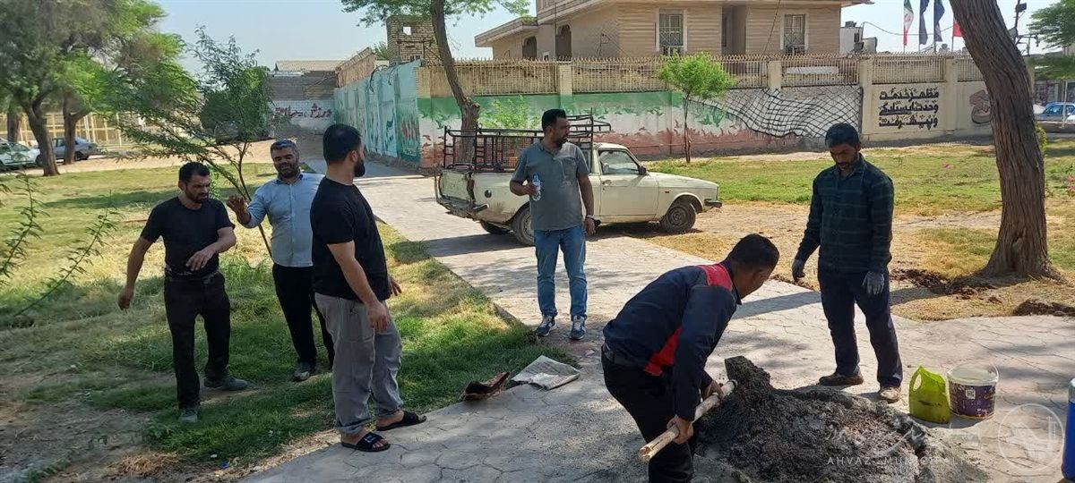 پاکسازی جهادی پارک علامه اهواز شهرداری منطقه هفت اهواز