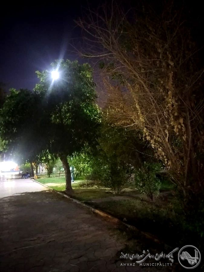 روشنایی پارک ها و فضای سبز شهرداری منطقه یک اهواز