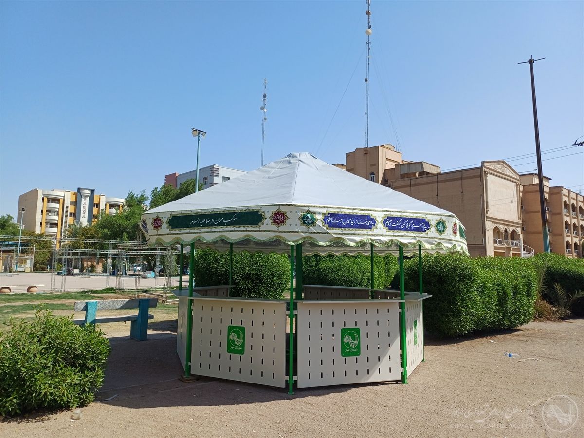 نصب المان چایخانه محبانالرضا(ع) در محدوده منطقه ۴ شهرداری اهواز