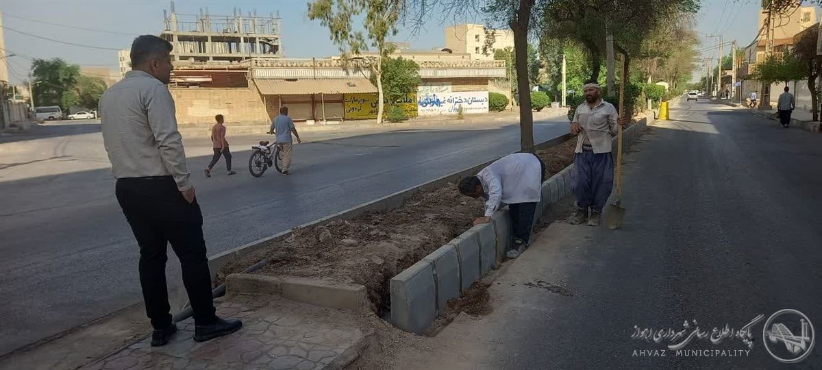 جدولگذاری بلوار نبوت کوی سلطانمنش اهواز به همت معاونت فنی و عمرانی شهرداری منطقه هفت