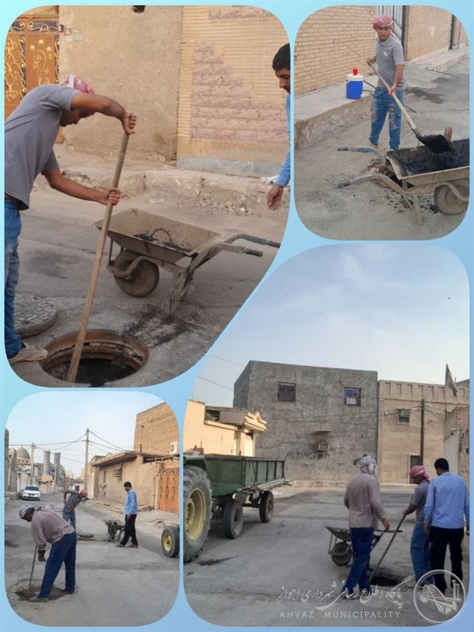 عملیات لایروبی خیابان سعدونی ۲ در کوی نهضتآباد جهت پیشگیری از آبگرفتگی
